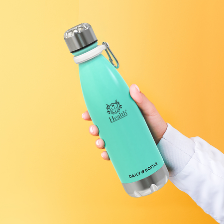 LG Luxury & Grace Botella de Agua Daily Verde en Acero Inoxidable 500 ml.  Botella Térmica sin BPA para Bebidas Frías y Calientes. Cantimplora de  Doble Pared y Cierre Hermético. Funda de